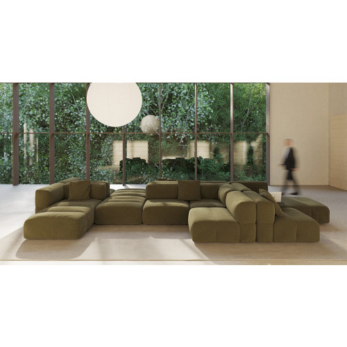 Savina hoekbank met chaise lounge en poef