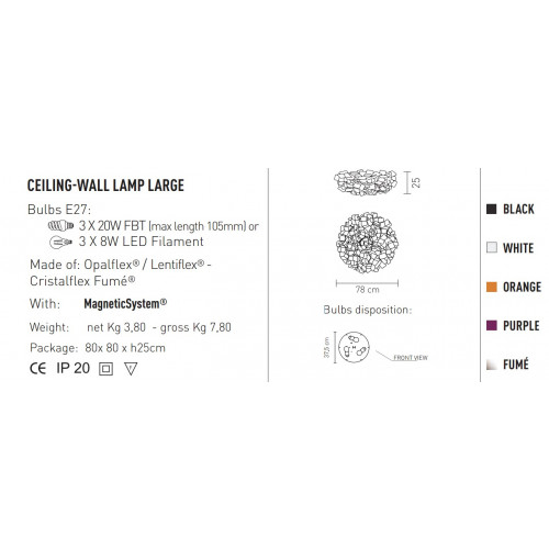 Clizia ceiling-wallamp large