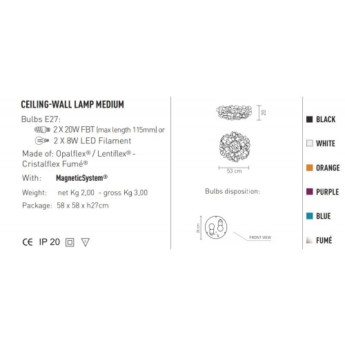 Clizia ceiling-wallamp medium